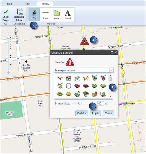 Adding a point using the markup tools Adding a point using the markup tools