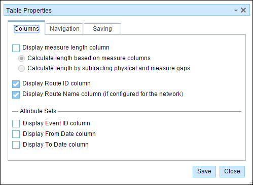 Columns tab Columns tab