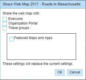 Share Web Map dialog box Share Web Map dialog box