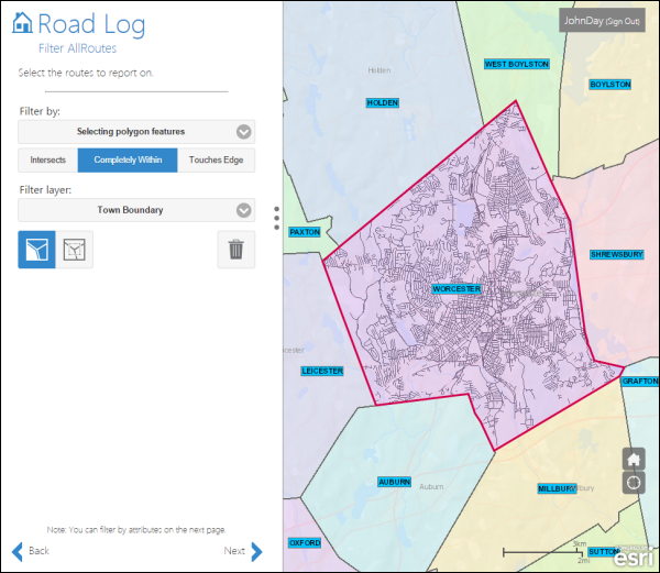 Selecting routes that intersect a town boundary Selecting routes that intersect a town boundary