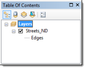 A network dataset layer in the table of contents A network dataset layer in the table of contents